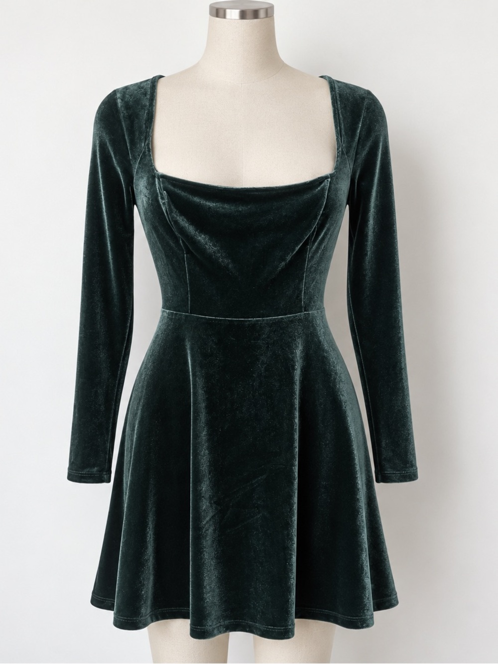 Old Navy dark forest green velvet mini dress small